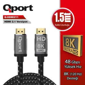 qport q-hdmı211 hdmı 2.1v 8k altın uçlu 1.5 mt kablo ürün fotoğrafı qport q-hdmı211 hdmı 2.1v 8k altın uçlu 1.5 mt kablo resmi, qport q-hdmı211 hdmı 2.1v 8k altın uçlu 1.5 mt kablo fotoğrafı
