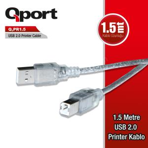 qport q-pr1.5 usb 2.0 1.5 metre yazıcı kablo