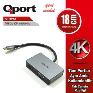 qport q-thv2 type-c to hdmı/vga cevırıcı adaptör ürün fotoğrafı qport q-thv2 type-c to hdmı/vga cevırıcı adaptör resmi, qport q-thv2 type-c to hdmı/vga cevırıcı adaptör fotoğrafı