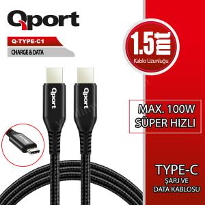 qport q-type-c1 1.5m type-c 100w super hızlı pd sarj ve data kablosu ürün fotoğrafı qport q-type-c1 1.5m type-c 100w super hızlı pd sarj ve data kablosu resmi, qport q-type-c1 1.5m type-c 100w super hızlı pd sarj ve data kablosu fotoğrafı