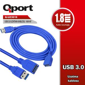 qport q-uz3018 1.8 metre usb 3.0 uzatma kablosu ürün fotoğrafı qport q-uz3018 1.8 metre usb 3.0 uzatma kablosu resmi, qport q-uz3018 1.8 metre usb 3.0 uzatma kablosu fotoğrafı