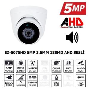ezcool ez-5075hd 5mp 3.6mm smd ahd sesli dome kamera ürün fotoğrafı ezcool ez-5075hd 5mp 3.6mm smd ahd sesli dome kamera resmi, ezcool ez-5075hd 5mp 3.6mm smd ahd sesli dome kamera fotoğrafı