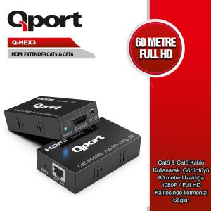 qport q-hex3 hdmı extender cat6 60m 2 lı paket ürün fotoğrafı qport q-hex3 hdmı extender cat6 60m 2 lı paket resmi, qport q-hex3 hdmı extender cat6 60m 2 lı paket fotoğrafı