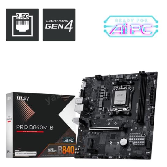 MSI PRO B840M-B AM5 DDR5 8000MHZ(OC) HDMI VGA 2X M.2 USB 5 GBS 2.5G LAN MATX Res5