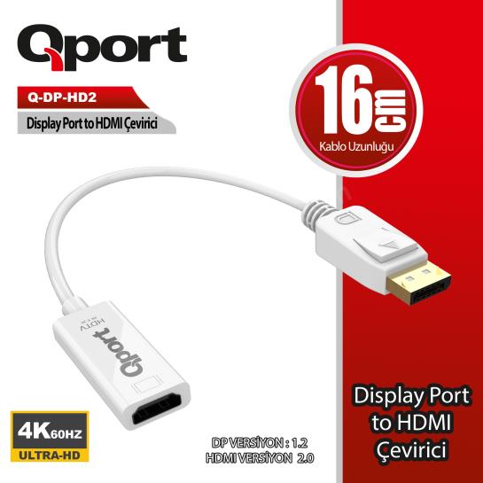 qport q-dp-hd2 dısplay portundan hdmı cevırıcı 4k 60hz ürün fotoğrafı qport q-dp-hd2 dısplay portundan hdmı cevırıcı 4k 60hz resmi, qport q-dp-hd2 dısplay portundan hdmı cevırıcı 4k 60hz fotoğrafı