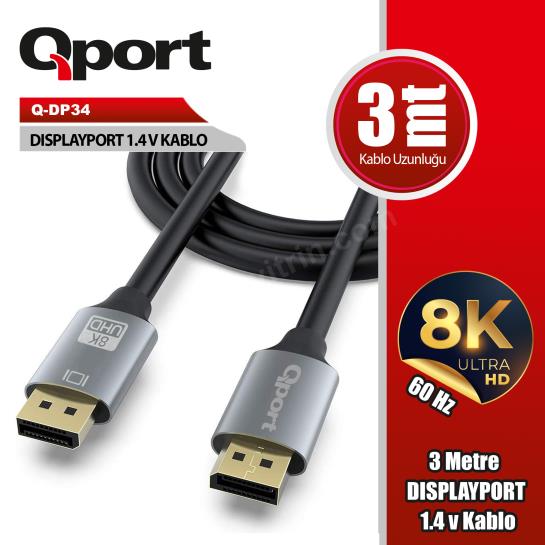 qport (q-dp34) dısplay port 3 metre kablo ürün fotoğrafı qport (q-dp34) dısplay port 3 metre kablo resmi, qport (q-dp34) dısplay port 3 metre kablo fotoğrafı