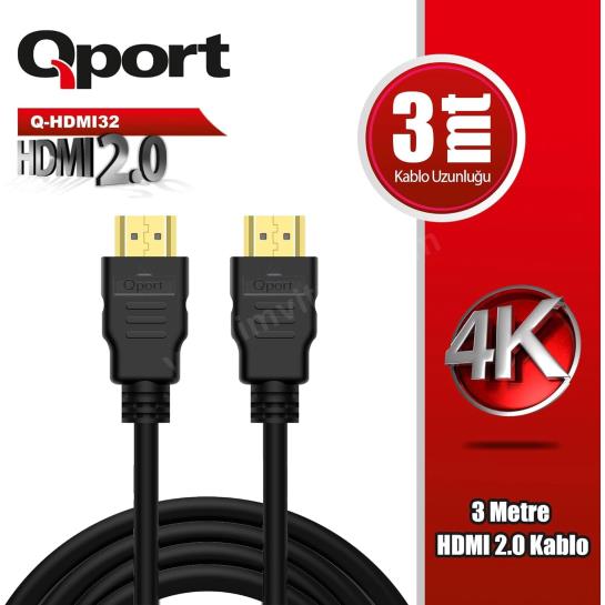 qport q-hdmı32 hdmı 2.0 v altın uçlu kablo 3 mt ürün fotoğrafı qport q-hdmı32 hdmı 2.0 v altın uçlu kablo 3 mt resmi, qport q-hdmı32 hdmı 2.0 v altın uçlu kablo 3 mt fotoğrafı