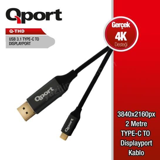 qport q-thd type-c to dısplay port 4k 2mt cevırıcı kablo ürün fotoğrafı qport q-thd type-c to dısplay port 4k 2mt cevırıcı kablo resmi, qport q-thd type-c to dısplay port 4k 2mt cevırıcı kablo fotoğrafı