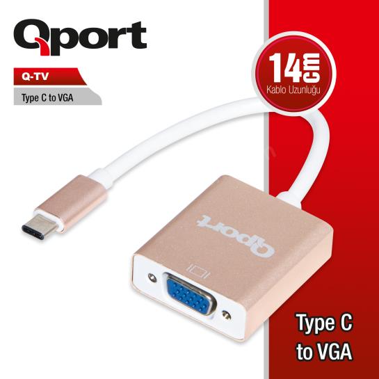 qport q-tv type-c to vga cevırıcı ürün fotoğrafı qport q-tv type-c to vga cevırıcı resmi, qport q-tv type-c to vga cevırıcı fotoğrafı