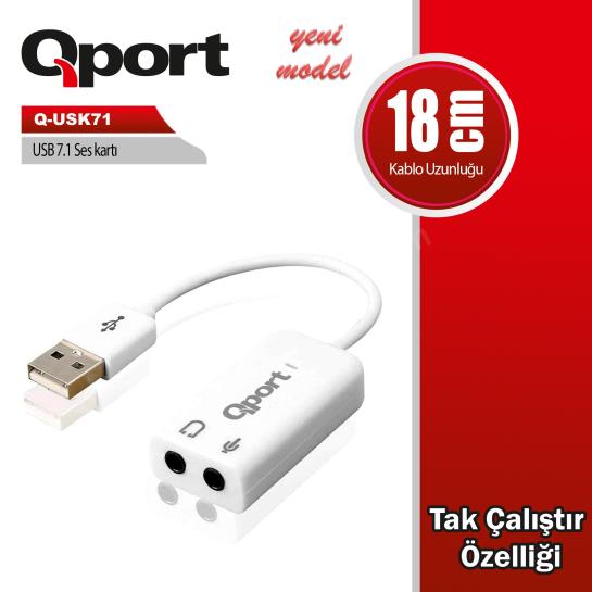 qport q-usk71 usb to 7.1 ses kartı ürün fotoğrafı qport q-usk71 usb to 7.1 ses kartı resmi, qport q-usk71 usb to 7.1 ses kartı fotoğrafı