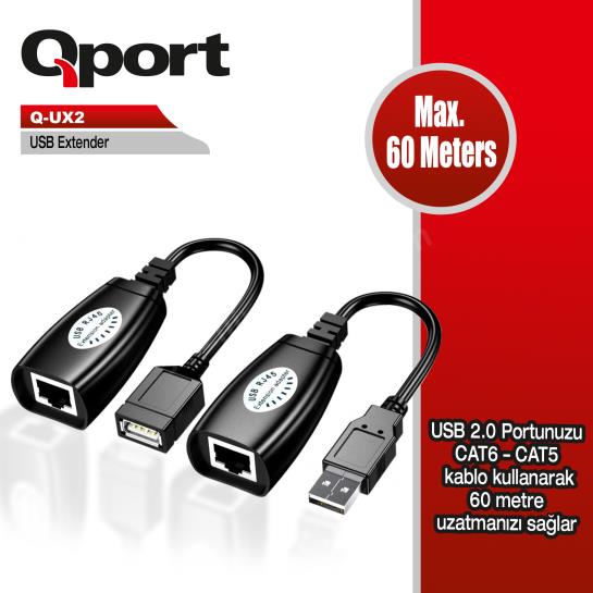 QPORT Q-UX2 60M USB EXTENDER 2'Lİ PAKET Res2