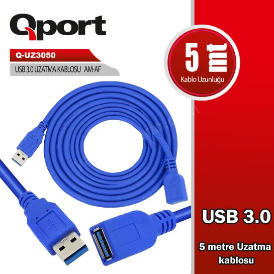 qport q-uz3050 usb3.0 5mt uzatma kablosu ürün fotoğrafı qport q-uz3050 usb3.0 5mt uzatma kablosu resmi, qport q-uz3050 usb3.0 5mt uzatma kablosu fotoğrafı