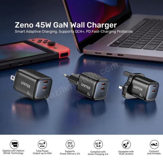 UNITEK 45W HIZLI SARJ CIHAZI (P1129ABK01-EU) Res6