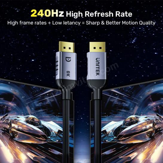 UNITEK 8K 1.4 DISPLAYPORT KABLO 1M (C1628GY01-1M) Res5