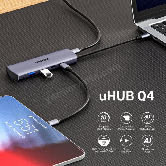 UNITEK UHUB Q4 4-IN-1 10GBPS USB-C HUB (H1112DGY01) Res7