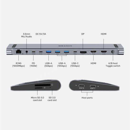 UNITEK UHUB15+ USB-C 4K BAGLANTI ISTASYONU (D1106AGY01) Res4