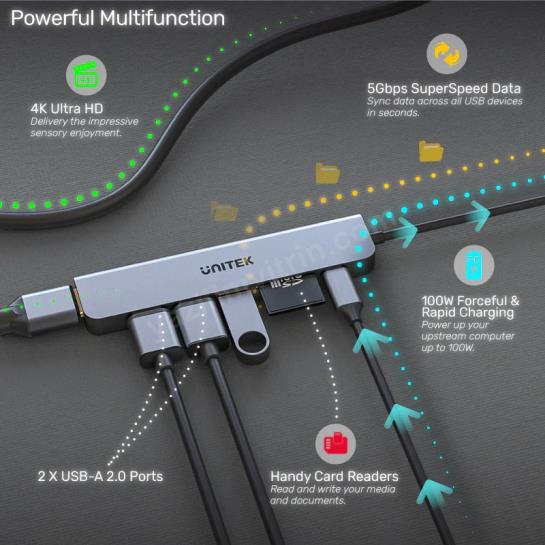 UNITEK USB-C 7in1 UNIVERSAL DOCK STATION (H1118A) Res7