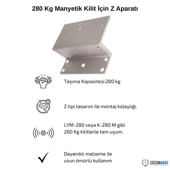 280 Kg Manyetik Kilit İçin Z Aparatı 280 Kg Manyetik Kilit İçin Z Aparatı
