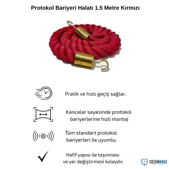 Protokol Bariyeri Halatı 1.5 Metre Kırmızı Protokol Bariyeri Halatı 1.5 Metre Kırmızı