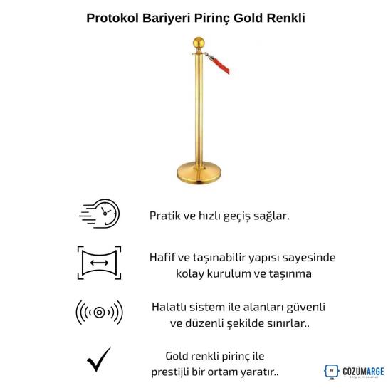 Protokol Bariyeri Pirinç Gold Renkli Protokol Bariyeri Pirinç Gold Renkli
