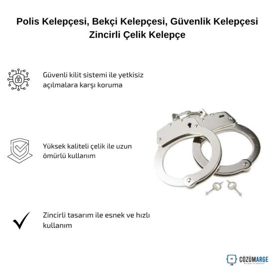 Polis Kelepçesi, Bekçi Kelepçesi, Güvenlik Kelepçesi Zincirli Çelik Kelepçe Polis Kelepçesi, Bekçi Kelepçesi, Güvenlik Kelepçesi Zincirli Çelik Kelepçe