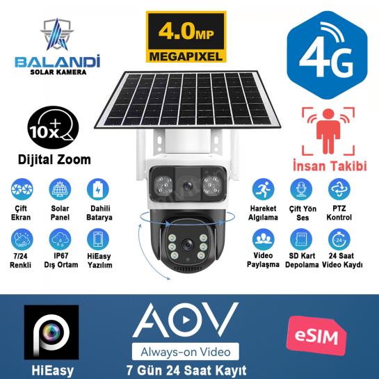 BALANDI PRO-8200GIP 4MP 2 KAMERALI 4G AOV E-SİM SOLAR KAMERA (HIEASY) Res2