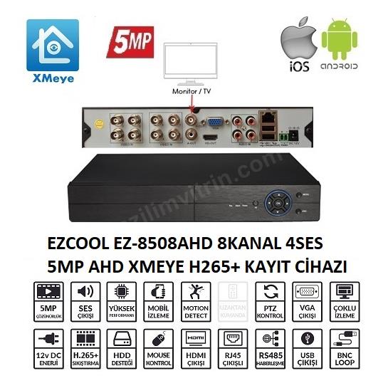 ezcool ez-8508ahd 8 kanal 5 mp 1hdd xmeye kayıt cihazı ürün fotoğrafı ezcool ez-8508ahd 8 kanal 5 mp 1hdd xmeye kayıt cihazı resmi, ezcool ez-8508ahd 8 kanal 5 mp 1hdd xmeye kayıt cihazı fotoğrafı