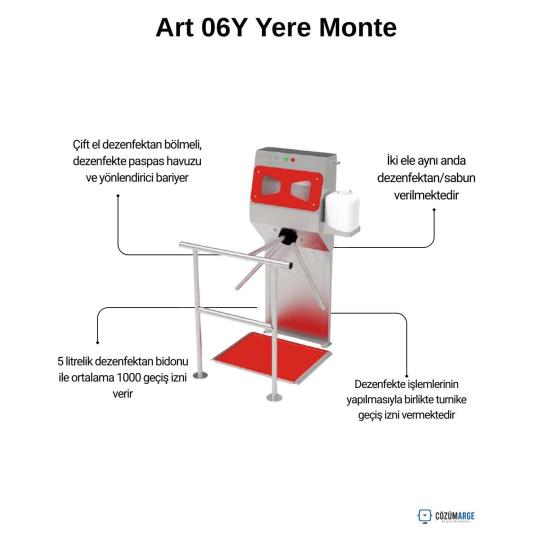 Art 06Y Yere Monte Dezenfektan Turnikesi Özellikleri Art 06Y Yere Monte Dezenfektan Turnikesi 