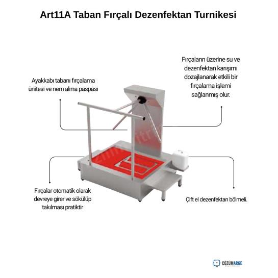 Art11A Taban Fırçalı Dezenfektan Turnikesi Özellikleri Art11A Taban Fırçalı Dezenfektan Turnikesi