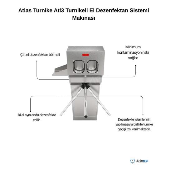Atlas Turnike Atl3 Turnikeli El Dezenfektan Sistemi Makınası Atlas Turnike Atl3 Turnikeli El Dezenfektan Sistemi Makınası