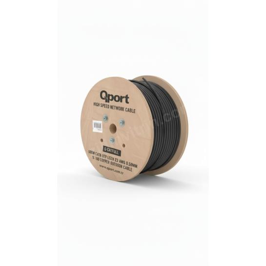 qport q-catfull 23awg 500 metre cat6 outdoor siyah ürün fotoğrafı qport q-catfull 23awg 500 metre cat6 outdoor siyah resmi, qport q-catfull 23awg 500 metre cat6 outdoor siyah fotoğrafı