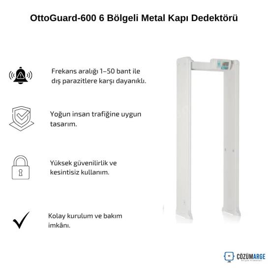 OttoGuard-600 6 Bölgeli Metal Kapı Dedektörü OttoGuard-600 6 Bölgeli Metal Kapı Dedektörü
