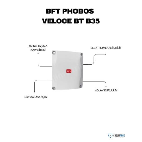 BFT Phobos Veloce BT B35 Smart Kit kanatlı kapı motoru seti; 24V hızlı otomasyon, 450 kg taşıma kapasitesi, 120° açılma açısı ve kolay kurulum sunar. , BFTPhobosVillaGirişi , PhobosVeloceSiteGirişi , BFTKanatlıKapıMotoruOtopark , BFTPhobosHızlıOtomasyon , VeloceBTB35ApartmanGirişi , KanatlıKapıMotoruVilla , BFTSmartKitBahçeKapısı