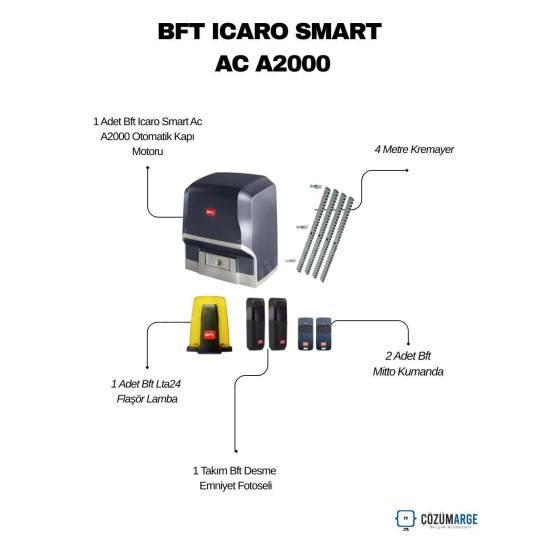 Bft Icaro Smart AC A2000, 2 tona (2000 kg) kadar olan ağır endüstriyel kapılar için tasarlanmış, en üst segment yana kayar kapı motorudur. Yağ banyolu dişli sistemi sayesinde aşırı yoğun kullanımlarda bile ısınmadan, maksimum performansla çalışır. Akıllı D-Track tork yönetim sistemi ve enkoder teknolojisiyle en yüksek düzeyde engel tanıma güvenliği sunar. İleri teknoloji kontrol kartı sayesinde merkezi sistemlere kolayca entegre edilebilir. Fabrikalar, limanlar ve geniş sahalar için dayanıklılık ve hızın buluştuğu profesyonel bir İtalyan çözümüdür. , BftIcaroA2000, , BftIcaroSmartAC, , 2000KgKapıMotoru, , 2TonKapıMotoru