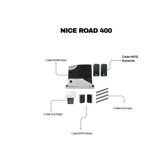 Nice Road 400, 400 kg’a kadar kayar kapılar için 36V motorlu, güvenli ve kolay kurulumlu Nice orijinal otomatik kapı motoru kitidir. , NiceRoad400KayarKapı , KayarKapıMotoruSiteGirişi , OtomatikKapıMotoruApartmanGirişi , NiceMotorVillaGirişi , NiceRoad400KapıSeti , 36VMotorluKayarKapı , 400KgKayarKapıMotoru , NiceOrijinalKapıMotoru
