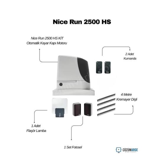 Nice RUN 2500 Kit, 2,5 ton ağırlığa kadar olan devasa endüstriyel kapılar için tasarlanmış en güçlü yana kayar kapı motorudur. Yoğun kullanım ve zorlu iklim koşullarına dayanıklı yapısıyla fabrika, depo ve askeri tesis girişleri için rakipsiz bir çözümdür. Akıllı ısı sensörü sayesinde dış ortam sıcaklığına göre motor gücünü optimize eder. Engel tanıma özelliği ve BlueBUS bağlantı teknolojisiyle donatılan RUN 2500, yumuşak kalkış ve duruş fonksiyonuyla mekanik aşınmayı önler. Güvenlik ve devasa taşıma kapasitesini İtalyan mühendisliğiyle birleştiren profesyonel bir sistemdir. , NiceRUN2500 , NiceRUN2500Kit , 2500KgKapıMotoru , EndüstriyelKapıMotoru