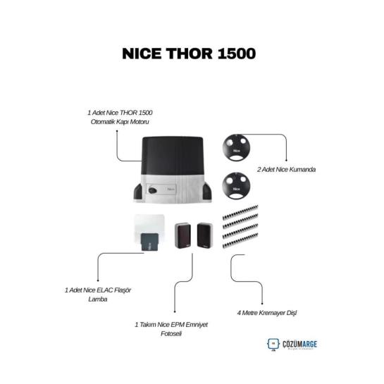Nice Thor 1500, 1,5 tona kadar olan ağır yana kayar kapılar için üretilmiş, endüstriyel dayanıklılığa sahip profesyonel bir otomasyon setidir. Entegre kontrol ünitesi ve soğutmalı motor yapısı sayesinde yoğun kullanımda yüksek performans sergiler. Yumuşak kalkış ve duruş özelliğiyle kapı mekanizmasını korurken, engel algılama teknolojisiyle güvenliği maksimuma çıkarır. Zorlu iklim şartlarına dayanıklı döküm gövdesi ve metal dişli grubu ile fabrikalar, siteler ve ticari alanlar için uzun ömürlü, güvenilir ve güçlü bir İtalyan mühendislik harikasıdır. , NiceThor1500, , NiceKayarKapıMotoru, , 1500KgKapıMotoru, , NiceOtomasyon, , AğırKapıMotoru