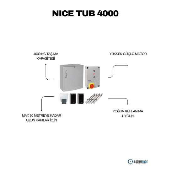 Nice TUB 4000 kit, 4000 kg taşıma kapasiteli ağır hizmet yana kayar kapı motoru setidir. Uzun kapılar, yoğun kullanım ve endüstriyel alanlar için güçlü çözümdür. , NiceTUB4000FabrikaGirişi , NiceKayarKapıMotoruSiteGirişi , AğırHizmetOtomasyonuEndüstriyelAlan , 4TonKapıMotoruBahçeKapısı , UzunKapıMotoruVillaGirişi , YoğunKullanımYanaKayarKapı