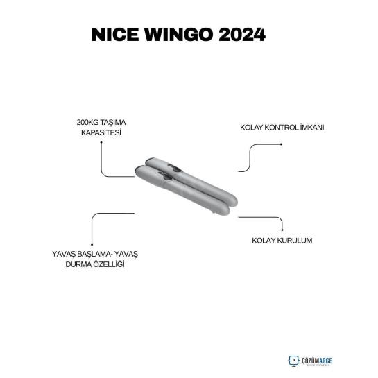 Nice Wingo 2024 Kit, 2 metre kanat genişliği ve 200 kg taşıma kapasitesine sahip dairesel bahçe kapıları için tasarlanmış şık ve güvenilir bir otomasyon çözümüdür. 24V DC motor yapısı sayesinde yoğun kullanıma uygun olan bu sistem, yumuşak kalkış ve duruş özelliğiyle sarsıntısız bir performans sunar. Engel tanıma teknolojisiyle donatılan Wingo 2024, güvenliği ön planda tutarken sessiz çalışma prensibiyle konforu artırır. Kompakt tasarımı ve kolay montaj imkanıyla villa ve müstakil ev girişleri için uzun ömürlü, estetik ve profesyonel bir tercihtir. , NiceWingo2024 , NiceWingoKit , KanatlıKapıMotoru , DaireselKapıMotoru , NiceOtomasyon