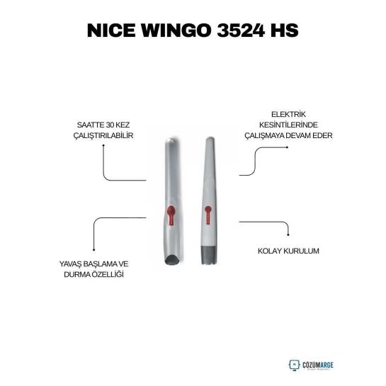 Nice WINGO 3524HS hızlı dairesel kapı motoru kiti; 24V, 3,5 m/500 kg, %50’ye varan hızlı açılma, güvenli ve kolay kurulum sağlar. , NiceWingo3524HsSiteGirişi , DaireselKapıMotoruVilla , NiceHızlıKapıMotoruApartmanGirişi , WingoHsOtoparkGirişi , 24VKapıMotoruBahçeGirişi , HızlıAçılırKapıMotoruSiteGirişi