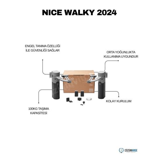 Nice Walky 2024 çift motorlu kit; dar alan ve küçük sütunlar için ideal, 180 kg taşıma kapasiteli, yoğun kullanıma uygun, güvenli ve kolay kurulumlu kapı otomasyon sistemidir. , NiceWalky2024 , NiceWalkyKit , ÇiftKanatlıKapıMotoru , MafsallıKapıMotoru , SiteGirişiKapıMotoru , VillaGirişiKapıOtomasyonu , OrtaYoğunlukKullanım , KolayKurulumKapıMotoru
