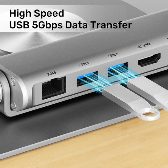 UNITEK 360D METAL 15.6” NOTEBOOK STAND 5in1 VE DOCKING STATION (D1109B) Res5