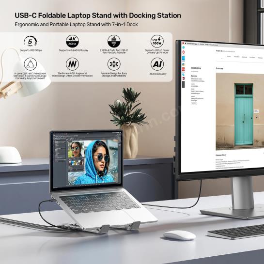UNITEK KATLANABİLİR NOTEBOOK STANDI VE DOCKING STATION (D1137AGY01) Res7