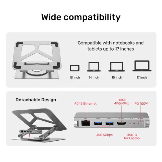 UNITEK USB-C NOTEBOOK STANDI VE DOCKING STATION (D1109A) Res5