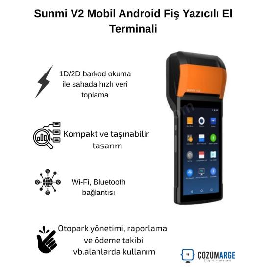 Sunmi V2 Mobil Android Fiş Yazıcılı El Terminali Sunmi V2 Mobil Android Fiş Yazıcılı El Terminali