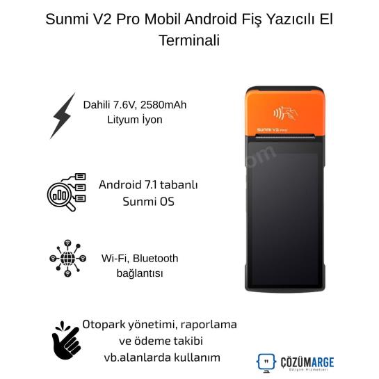 Sunmi V2 Pro Mobil Android Fiş Yazıcılı El Terminali Sunmi V2 Pro Mobil Android Fiş Yazıcılı El Terminali