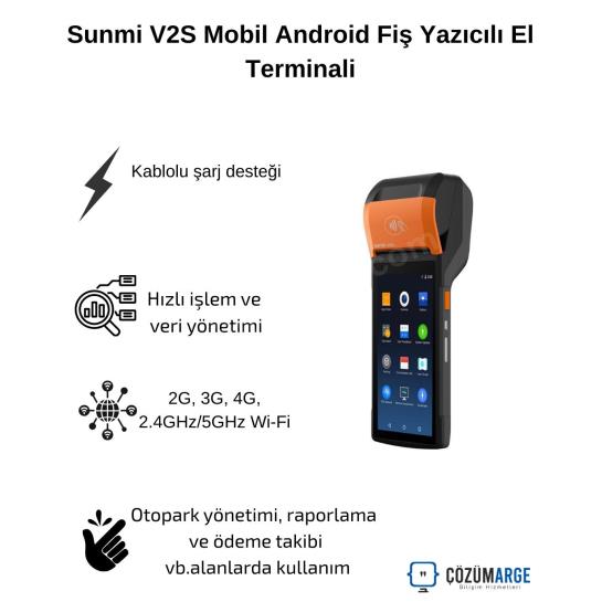 Sunmi V2S Mobil Android Fiş Yazıcılı El Terminali Sunmi V2S Mobil Android Fiş Yazıcılı El Terminali