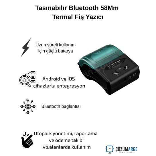 Tasınabılır Bluetooth 58Mm Termal Fiş Yazıcı Tasınabılır Bluetooth 58Mm Termal Fiş Yazıcı