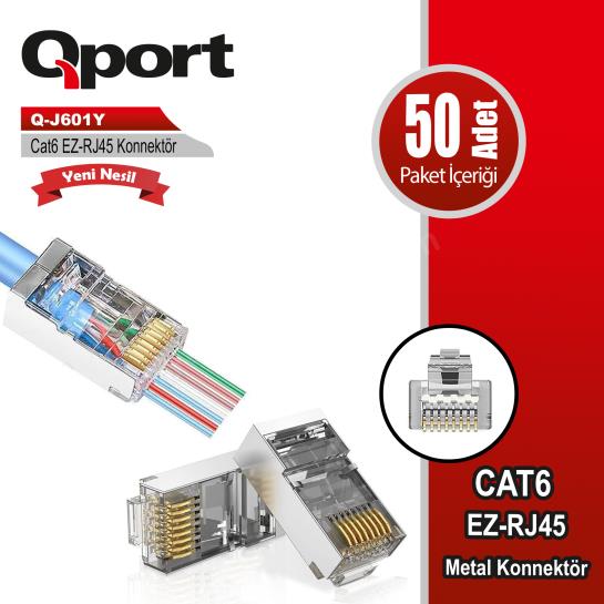 qport q-j601y cat6 50 lik paket ez-rj45 metal yeni nesil konnektör ürün fotoğrafı qport q-j601y cat6 50 lik paket ez-rj45 metal yeni nesil konnektör resmi, qport q-j601y cat6 50 lik paket ez-rj45 metal yeni nesil konnektör fotoğrafı
