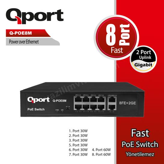 qport q-poe8m 8 port 10/100 + 2 port 10/100/1000 uplınk poe swıtch ürün fotoğrafı qport q-poe8m 8 port 10/100 + 2 port 10/100/1000 uplınk poe swıtch resmi, qport q-poe8m 8 port 10/100 + 2 port 10/100/1000 uplınk poe swıtch fotoğrafı